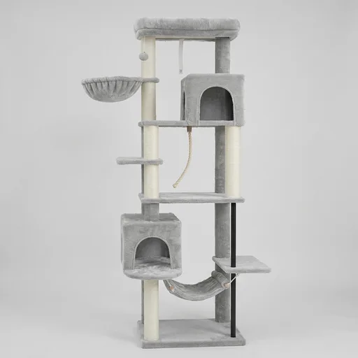 Cat Tree, Cat Tower with Sturdy Steel Tube, Large Perch GCT024W | 70.5'' Cat Furniture with Scratching Post, Hammock, Basket and Big Platform for Indoor Cats Large Adult, Light Gray