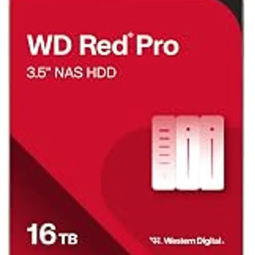 Western Digital16TB WD Red Pro NAS Internal Hard Drive HDD - 7200 RPM, SATA 6 Gb/s, CMR, 512 MB Cache, 3.5" - WD161KFGX