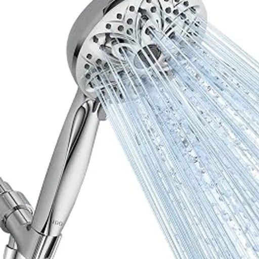 JDOHigh‑Pressure 6‑Setting Handheld Shower Head, 4.7 Inch Chrome Premium