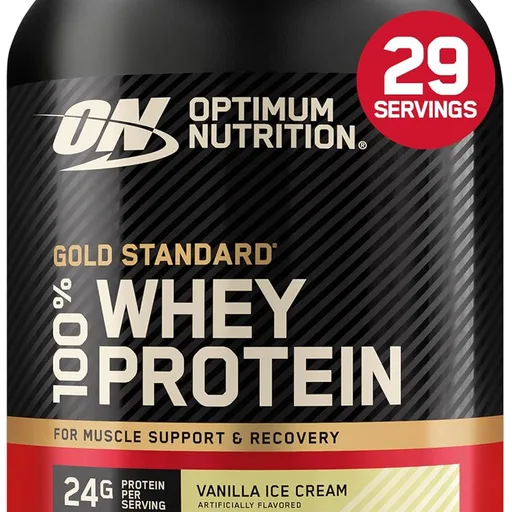 Optimum Nutrition Gold Standard Whey Protein Powder, Vanilla Ice Cream, 2LB
