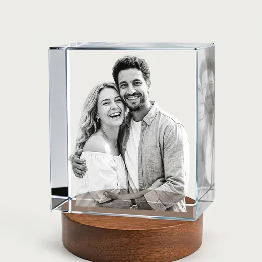ArtLira Personalized 3D Crystal Pet Memorial Gift, Custom Laser Engraved Photo Keepsake with Wooden Base, US Sympathy Gift for Loss of Dog Cat, Anniversary Birthday Gifts for Couples Family (100*100*40mm)