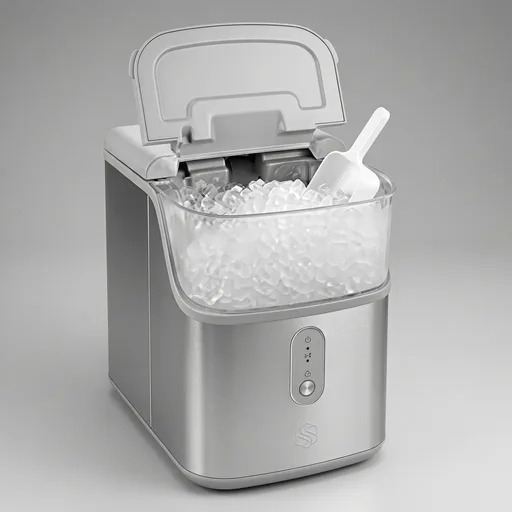 FrigidaireCountertop Crunchy Chewable Nugget Ice Maker, Compact, 33lbs per Day, Metallic Finish