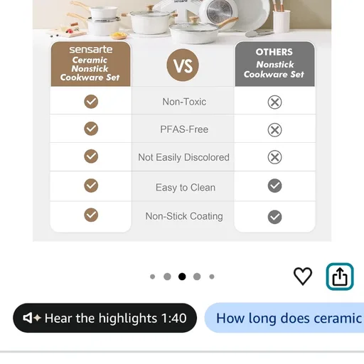 SENSARTE Ceramic Cookware Set