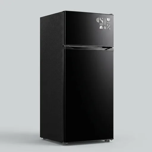 Upstreman 7.7 Cu.Ft. Refrigerator with Freezer, Double Door Fridge, Adjustable Thermostat, Large Capacity, Reversible Door Swing, Refrigerator for Apartment, Office, Dorm, Black（BD75）