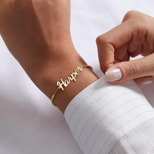 18k Gold Custom Name Bracelet Personalized Customized Jewelry Gifts