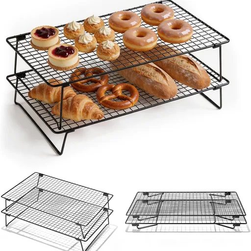 Bread Cooling Rack Sourdough, Collapsible Cooling Rack Elevated Heavy Duty Cooling Rack Cooling Rack with Legs for Sourdough Baking Accessories for Bread Cookie, Dishwasher Safe 2PCS