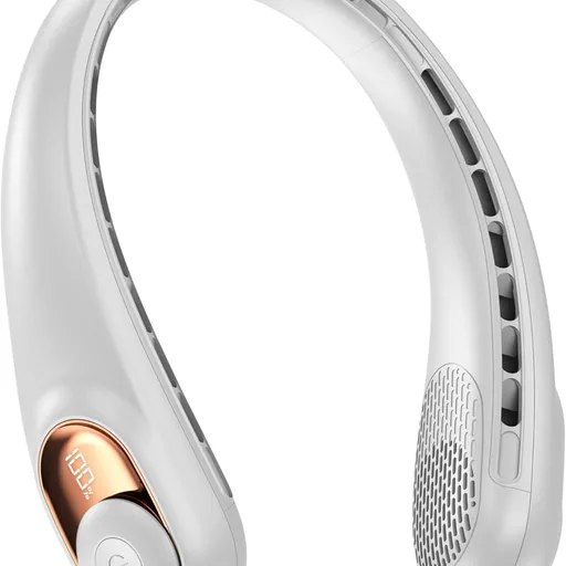 KIDEE Neck Fan, Portable Fan, Neck Fans Rechargeable, Upgraded LED Display, 4000 mAh Battery Operated, 3 Speeds Adjustable Personal Wearable Fan, Gifts for Women Men, Pearl White