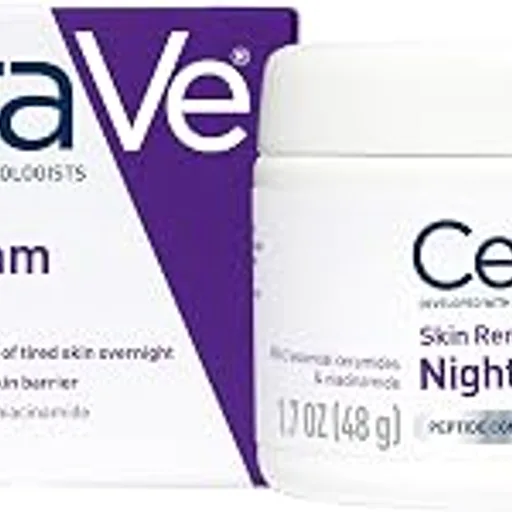 CeraVeNight Cream, Face Moisturizer, Skin Care for Dry Skin, 1.7oz | Skin Renewing Face Moisturizer with Hyaluronic Acid & Peptides, Night Cream For Men & Women