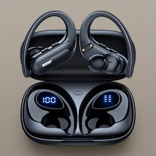 Active Noise Cancelling Ear Buds Wireless Earbuds 90Hrs Playtime Bluetooth Headphones with Hi-Res Stereo Deep Bass Power Display Earphones with Earhooks Waterproof Transparency Headset for Sports/Gym
