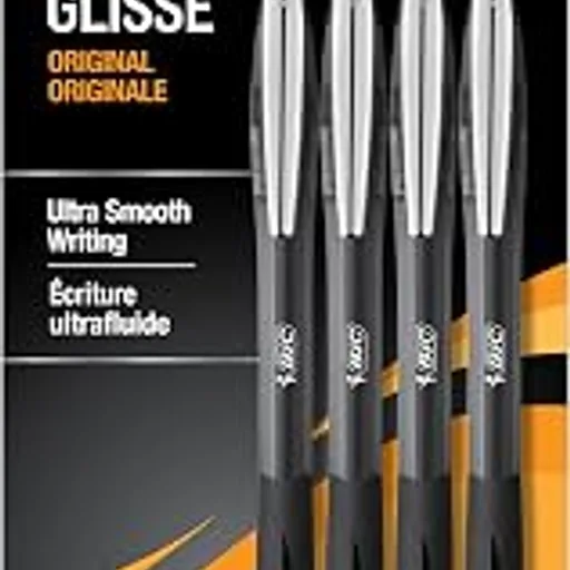 BIC Glide Black Retractable Ballpoint Pens, 1.0mm Medium Point, 4-Count