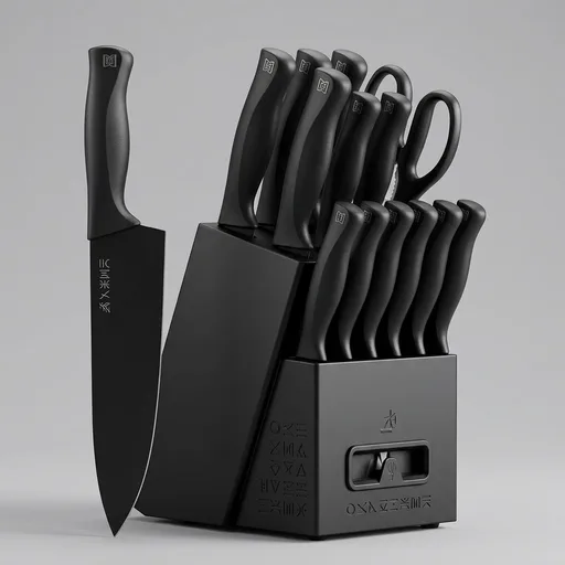 Knife Set, Astercook 15 Pieces Knife Sets for Kitchen with Block, Dishwasher Safe Kitchen Knife Set with Built in Sharpener Block, German Stainless Steel Kitchen Utensils Set
