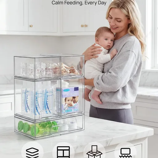 Vtopmart Clear Stackable Storage Drawers Set of 5