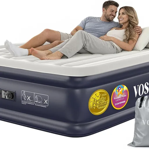 VOSSER Air Mattress Queen with Built-in Pump, Blow up Bed,18" Raised
