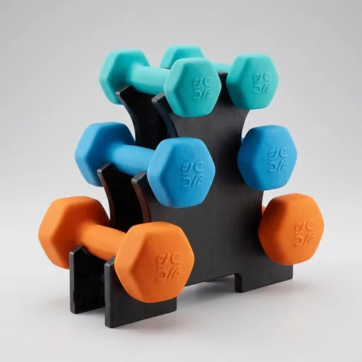 Fitvids Set of 6 Neoprene Dumbbell Hand Weights, Set with Rack: 3/5/8 Pairs