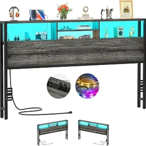 Aheaplus King Headboard with Storage