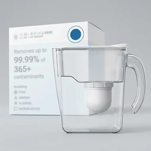 Clearly Filtered Filtered Water Pitcher - 80 Fl Oz, NSF Certified - Targets 365+ Contaminants - Fluoride, PFAS, Lead, Chlorine, Microplastics - BPA/BPS Free - 10 Cup Filter (Pitcher Includes 1 Filter)