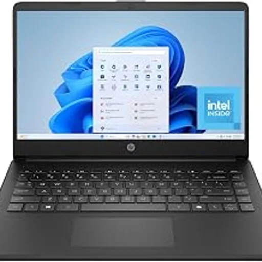 HP14 inch Laptop, HD Display, Intel N150, 4 GB RAM, 128 GB UFS, Intel Graphics, Windows 11 Home, Includes a 1-Year Microsoft 365 Personal Subscription. Jet Blac