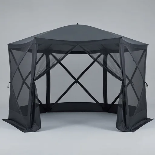 EVER ADVANCED Pop Up Gazebo Screen House Tent for Camping 11.5 ft for 8-10 Person Instant Canopy Shelter with Netting Portable for Outdoor, Backyard