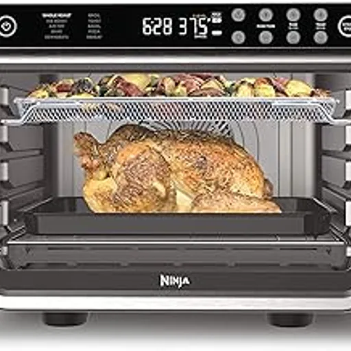 NinjaFoodi XL Pro Air Fry Oven, 10-in-1, Stainless Steel, DT201 | Fits 5 lb chicken, Air fry, roast, bake, broil, toast, dehydrate, reheat, pizza, 1800W