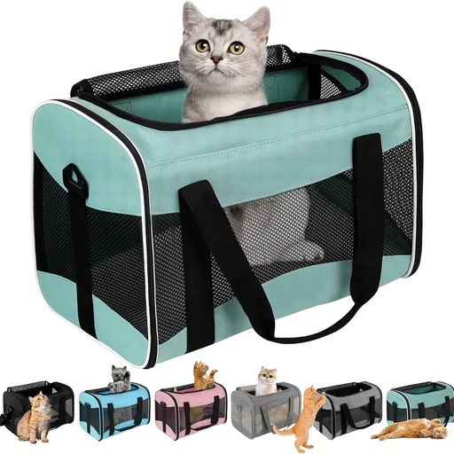 Cat Dog Carriers Soft-Sided Pet Carrier Large Cats for Medium Big Cat Small Dog Puppy up to 16lbs TSA Airline Approved Animal Collapsible Cat Carrier Carriers T