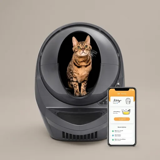 Litter-Robot 3 Connect by Whisker, Grey - Automatic, Self-Cleaning Cat Litter Box, App Control, Helps Reduce Litter Box Odors, Works with Any Clumping Litter, WhiskerCare 1-Year Warranty