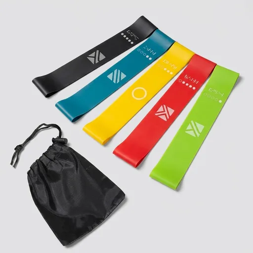 Fit Simplify Resistance Loop Exercise Bands with Instruction Guide and Carry Bag, Set of 5