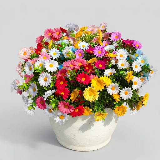 24Pcs Artificial Flowers for Outdoors UV Resistant,Colorful Daisy Fake Flowers Bouquet Weatheroof Faux Flowers for Outdoor Planter Real Touch Silk Flowers for Front Door Garden Proch Patio