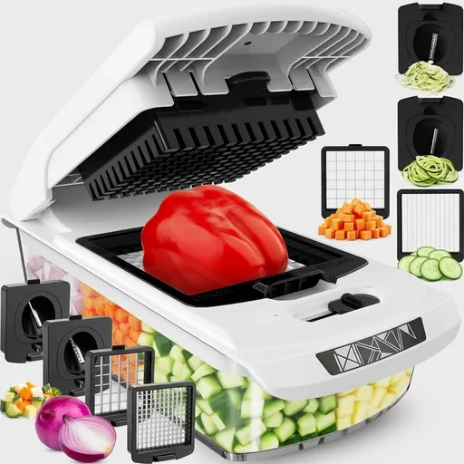 Fullstar The Original Pro Chopper - Vegetable Chopper and Spiralizer, Food Chopper with Container, Fruit Slicer, Kitchen Gadgets & Gifts, Home Essentials (4 in 1, White)