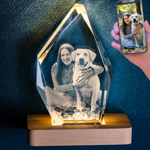 Personalized Pet Memorial Gift, Custom 3D Crystal Photo for Dog or Cat,Custom Dog Memorial,3D Engraved Pet Keepsake, Sympathy Gift for Pet Loss