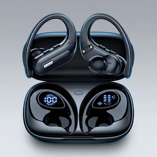 Active Noise Cancelling Ear Buds Wireless Earbuds 90Hrs Playtime Bluetooth Headphones with Hi-Res Stereo Deep Bass Power Display Earphones with Earhooks Waterproof Transparency Headset for Sports/Gym