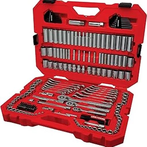 CRAFTSMAN189 Piece Mechanics Tool Set, 1/4, 3/8 and 1/2 Inch Drive Socket Wrench Set with Thinner Ratchet, Steel 6 and 12-Point Sockets, Wrenches, Hex Keys and