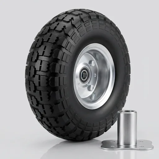 4.10/3.50-4 Flat Free Tire Wheels 10 Inch, (1 PICK) Solid Rubber Puncture Proof Airless Wheels with 5/8" Bearings 2.2" Offset Hub for Hand Truck, Dolly Gorilla Cart, Wheelbarrow, Outdoor Utility Cart