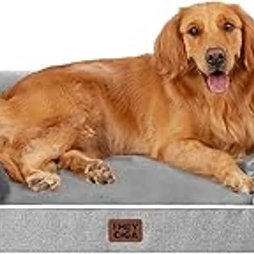EHEYCIGA Orthopedic Extra Large Dog Bed, Waterproof Washable XL Pet Bed 44" | Non-Slip Bottom and Egg-Crate Polyurethane Foam Big Dog Couch Bed with Washable Re
