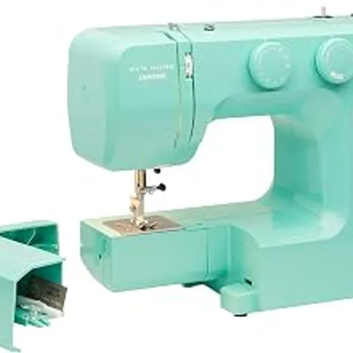 JanomeArctic Crystal Easy-to-Use Sewing Machine with Interior Metal Frame, Bobbin Diagram, Tutorial Videos, Made with Beginners in Mind for Garments, Patchwork,