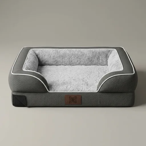 Orthopedic Dog Bed 42x30in Dark Grey, Waterproof & Washable | Orthopedic support, waterproof liner, removable washable cover, non-slip bottom, and comfortable design