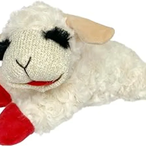 Multipet Lamb Chop Dog Plush Toy 10", Cream, 5 Squeakers