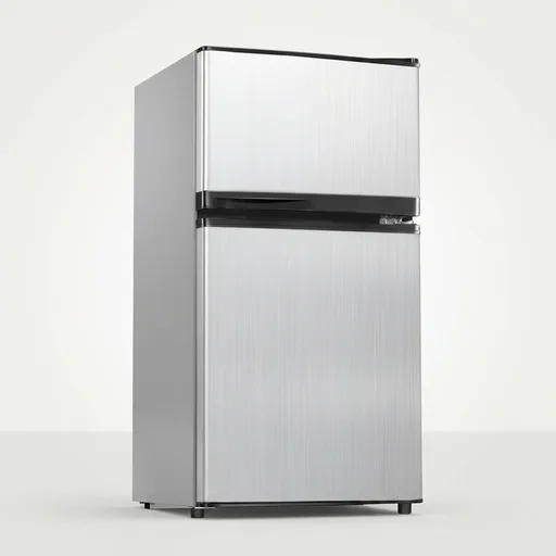 Tehanld 3.6 Cu.Ft Double Door Mini Fridge with Freezer, Compact Refrigerator with Removable Shelves, Low Noise Small Fridge for Dorm, Bedroom, Office and Apartment, Sliver