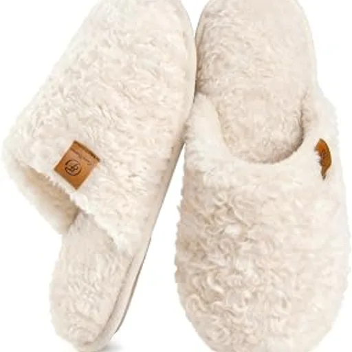EverFoamsWomen's Fuzzy Slippers Warm Cozy Memory Foam Indoor House Shoes