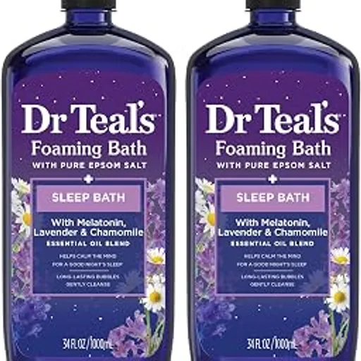 Dr Teal'sFoaming Bath with Pure Epsom Salt, Sleep Blend with Melatonin, Lavender & Chamomile Essential Oils, 34 fl oz (Pack of 2)