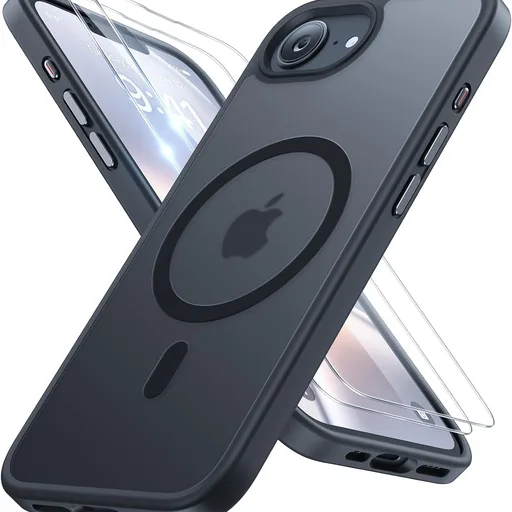 Miracase for iPhone 16e case & iPhone 17e Case for MagSafe [with 2×9H+ Screen Protectors] TOP Military-Grade Protection Shockproof with Velvet Touch for iPhone 16e/17e Phone Case 6.1", Matte Black