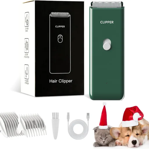 Professional Household Waterproof Low Noise Pet Hair Clippers Electric USB Rechargeable Painless Grooming Tools Hair Grooming Trimmer for Small Medium Dog Cat AP005 Green