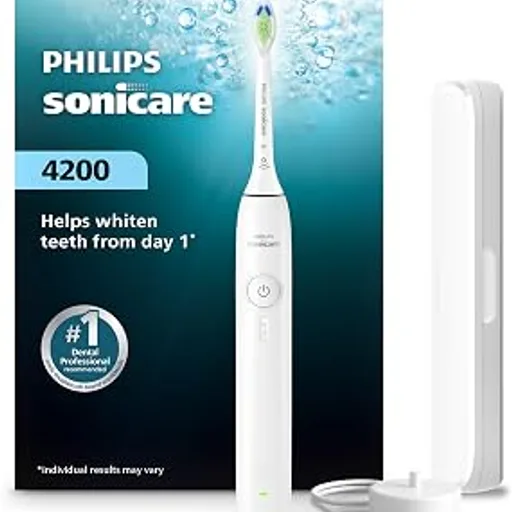 Philips Sonicare 4200 Rechargeable Electric Toothbrush, 1 Brush Head, White