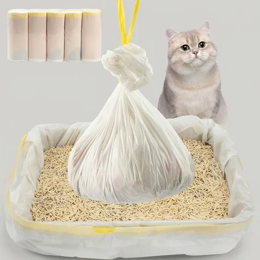 50 Count Litter Box Liners Jumbo 36" x 18" Tear Resistant Cat Litter Bags Liners 2.5MIL Thicken Drawstring Durable Cat Pan Liners Extra Large Kitty Litter Box Bag Disposable Pet litter Bags for Poop