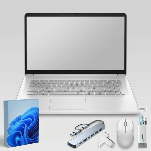 HP 17 Inch Laptop Computer, 17.3" FHD IPS Display, 32 GB RAM, 1 TB SSD, AMD Ryzen 5 7430U (Up to 4.3GHz), Wi-Fi 6, Bluetooth 5.4, Copilot AI Key, Business & Students, Windows 11 Pro, W/Accessories