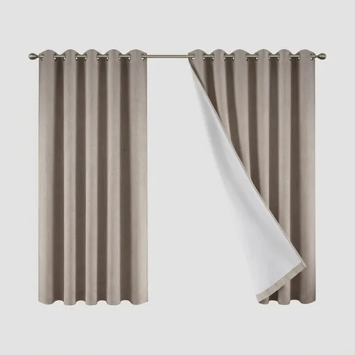 Blackout Curtains Thermal Drapes Grommet Room Darkening Light Blocking Window Treatments for Living Room Bedroom，Khaki：38" W x 54" L