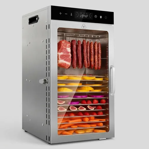 Dehydrator 18Tray, Dual Fan Food Dehydrator Machine | 800W Fast Drying, 24H Timer, 86-194℉ Temperature Control, 45dB Low Noise, LED Panel, Stainless Steel