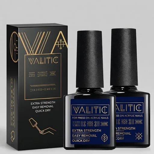Valitic Strong Nail Glue and Strengthener for Acrylic and Press On Nails - Quick Dry Brush On Gel for Long Lasting Effect - Adhesive Nail Bond for False Nails with Tips Strengthener - 2 Pack