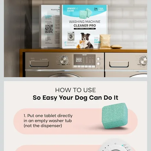 Uproot Clean Washing Machine Cleaner Tablets - 24 Pack for a 12 Month Supply. Formulated for Pet Owners. Compatible with HE, Top & Front Load. Easily Removes Residue, Grime, and Odors. Septic Safe.