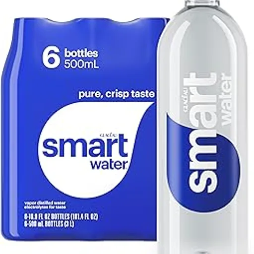 smartwater500 mL, 6 Pack | Purified water with antioxidant selenium, and electrolytes like potassium, magnesium and calcium