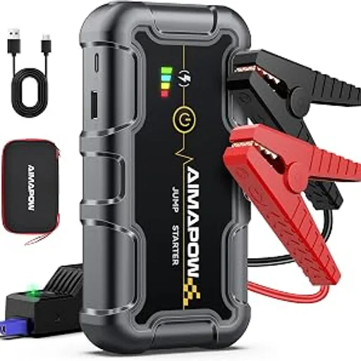 AIMAPOWPortable Car Battery Jump Starter 8000A 20000mAh Jump Box, Car Jumper Starter Portable Jumper Cables for car(AllL Gas/10L Diesel), Fast Charge, Lights, C